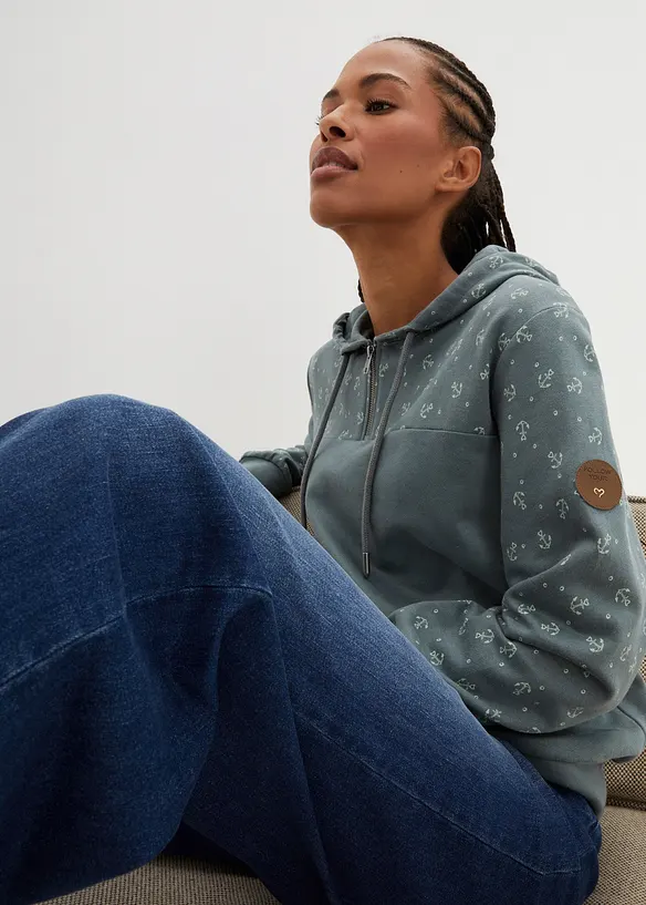 Hoodie met ritssluiting van biologisch katoen, bonprix