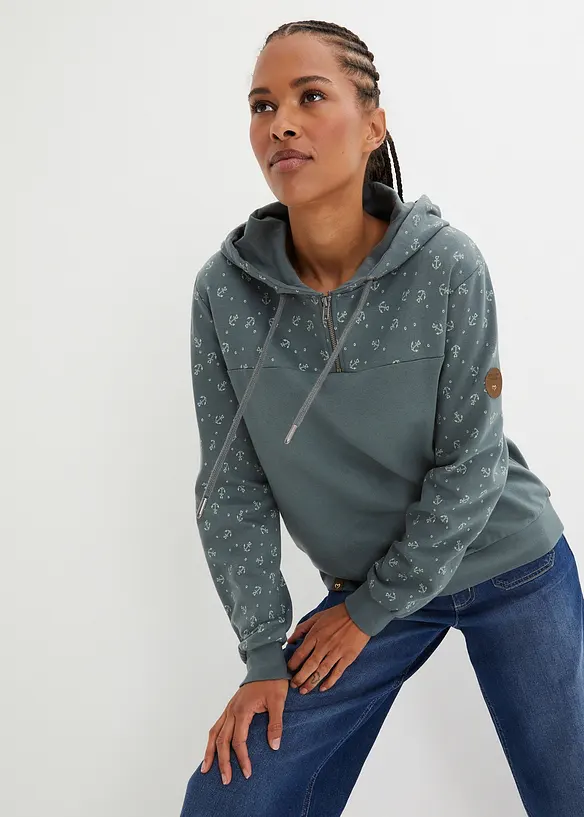 Hoodie met ritssluiting van biologisch katoen, bonprix