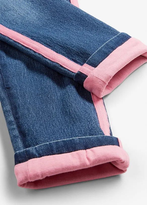 Meisjes thermojeans met jersey voering, mid waist, bonprix