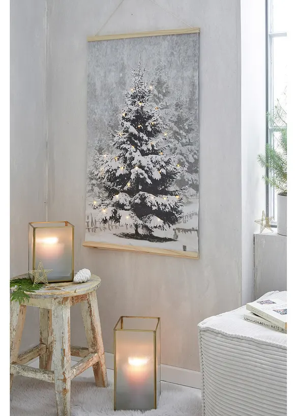 LED canvas schilderij met dennenboom, bonprix