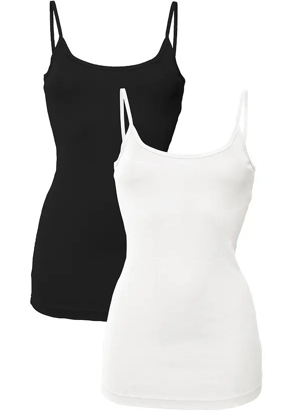 Spaghetti top van katoen (set van 2), bonprix