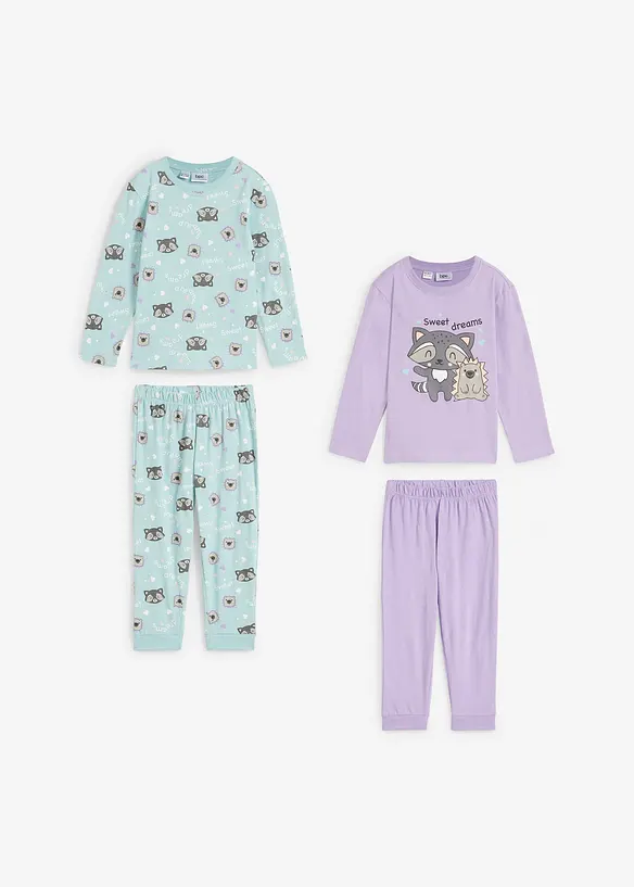 Meisjes pyjama met biologisch katoen (4-dlg. set), bonprix