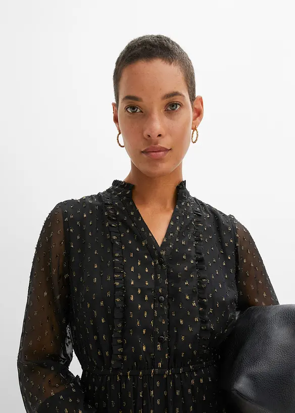 Maxi jurk met glitter, bonprix
