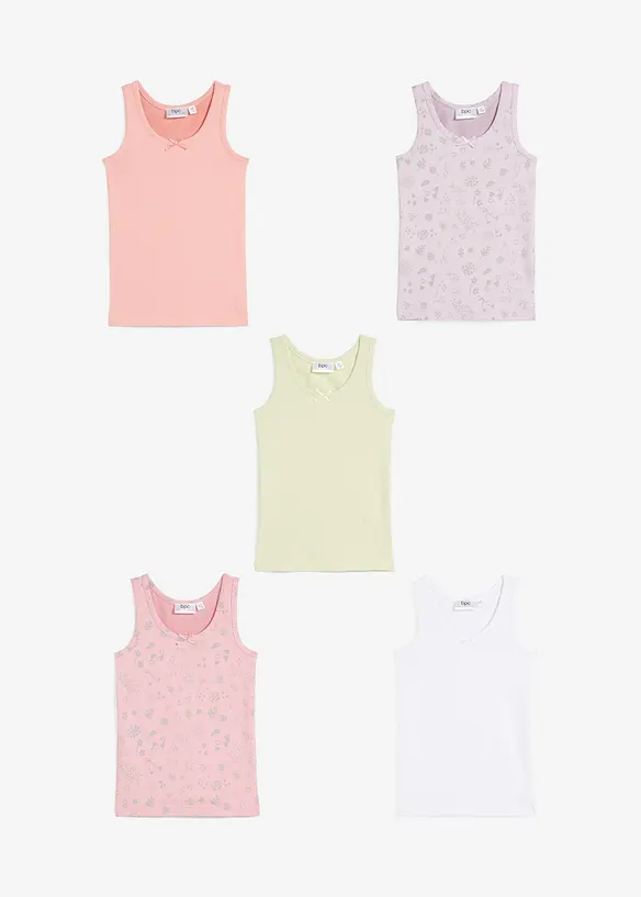 Meisjes hemd met zacht katoen (set van 5), bonprix