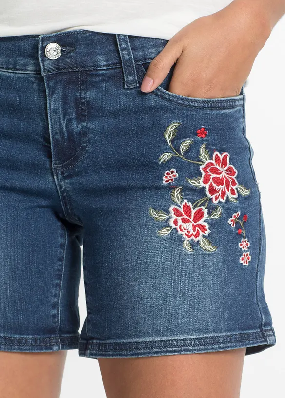 Jeans short met borduursel, bonprix