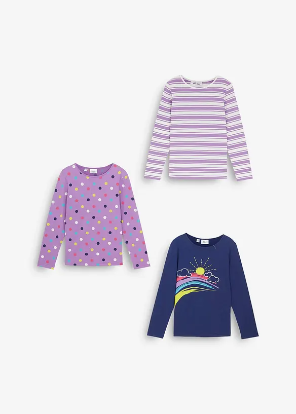 Shirt met lange mouwen van puur biologisch katoen (set van 3), bonprix
