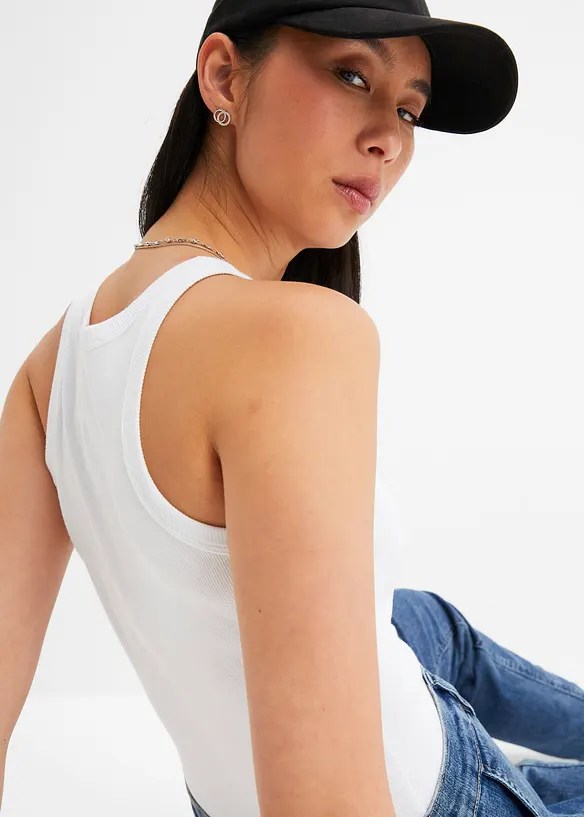 Geribde tanktop van biologisch katoen, bonprix