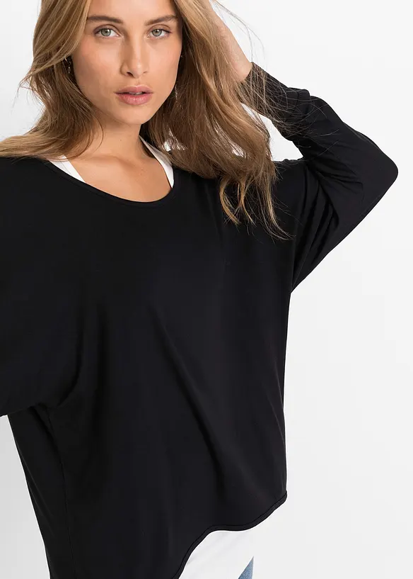 Longshirt en top in een viscosemix, bonprix