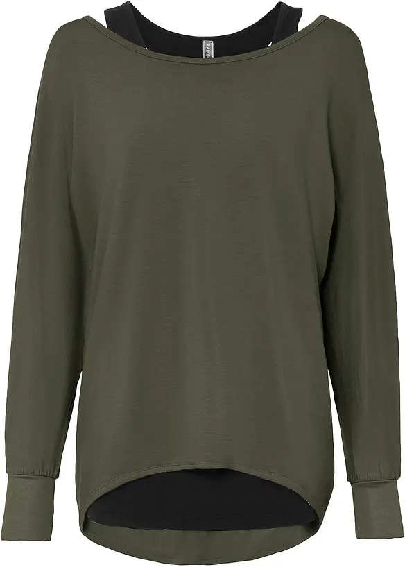 Longshirt en top in een viscosemix, bonprix