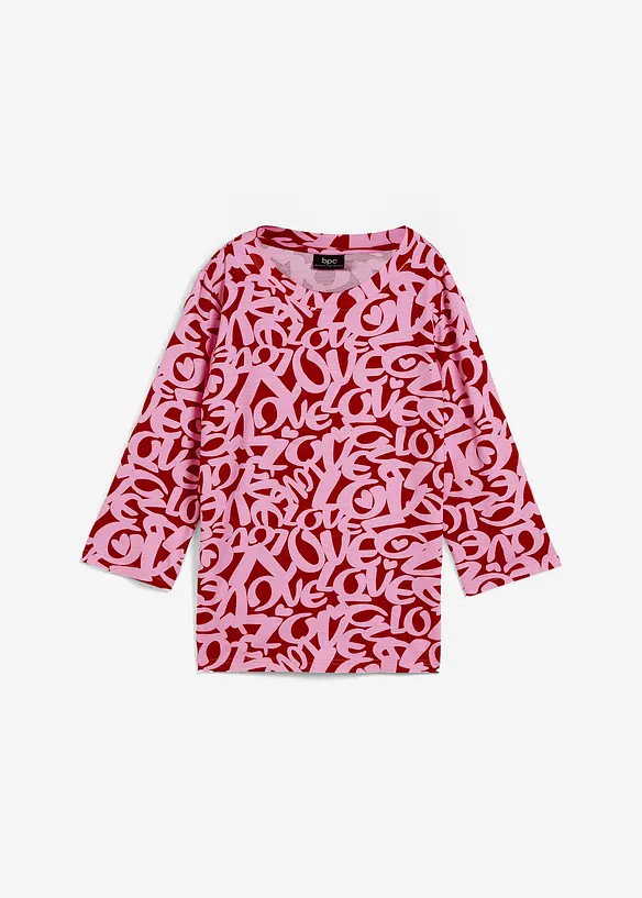 Shirt met ronde hals, 3/4 mouw, bonprix