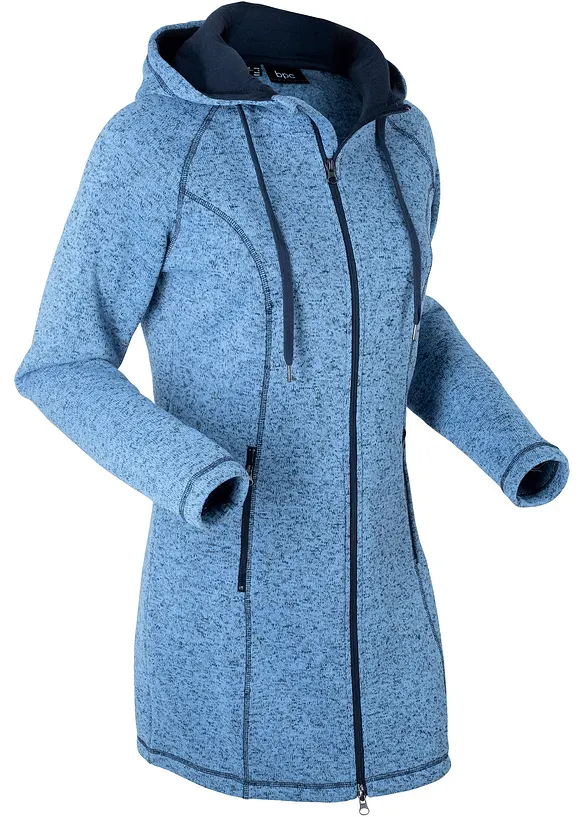 Lang fleece vest met capuchon, bonprix