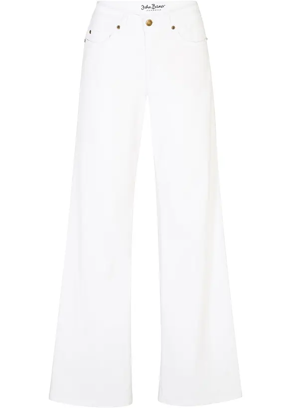 Wide leg stretch jeans mid waist, bonprix
