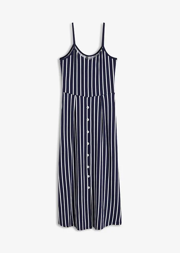 Gestreepte jersey zomerjurk met knopen, bonprix