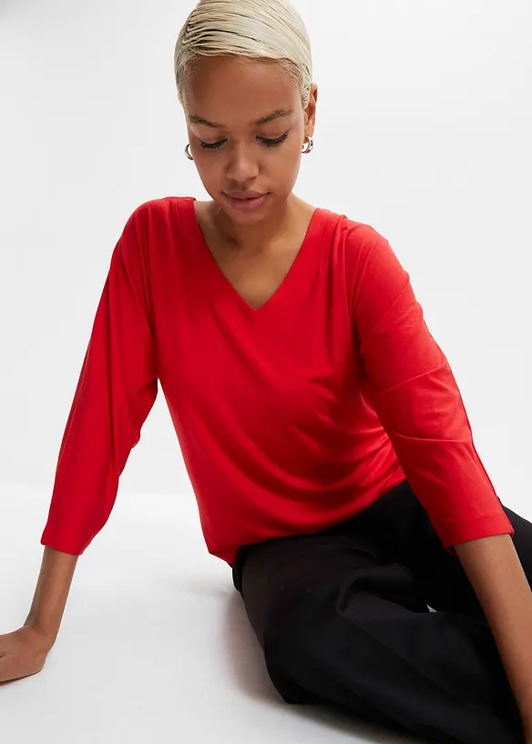 Shirt met 3/4 mouwen in een mix van viscose en elastan, bonprix
