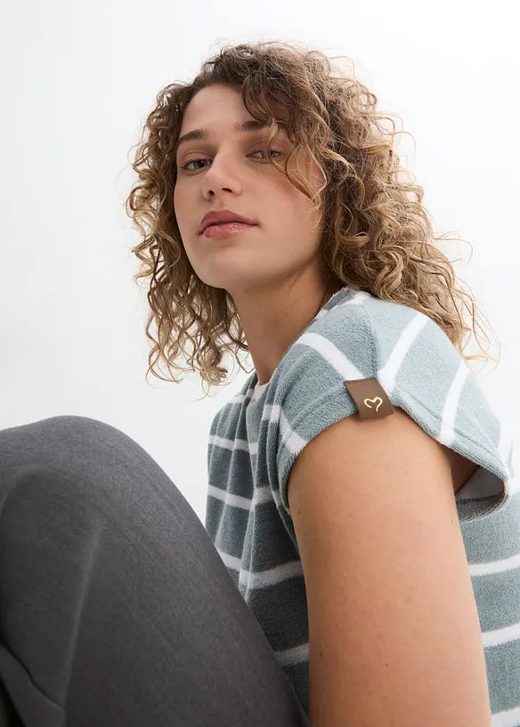Frotté shirt met strepen, korte mouw, bonprix