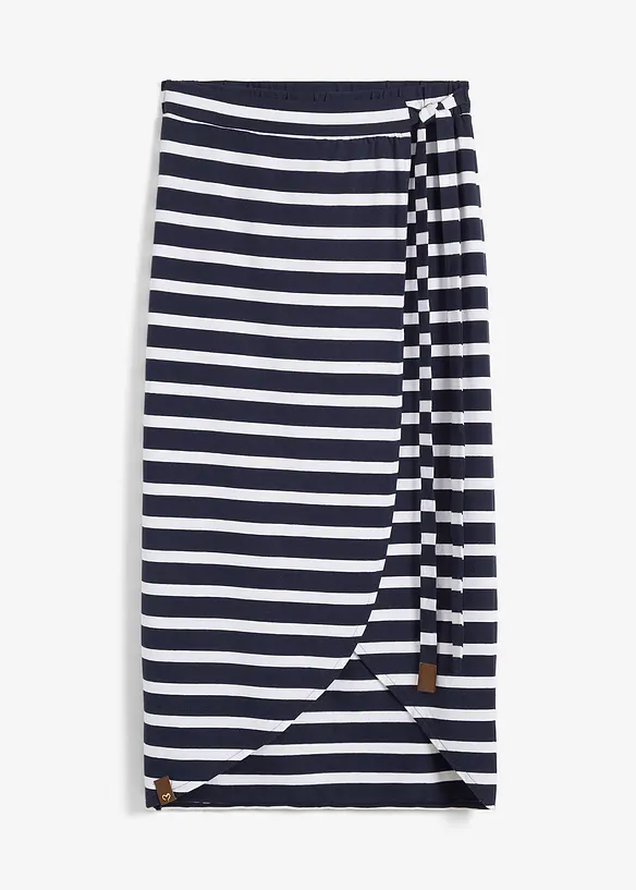 Jersey rok in midilengte, gestreept, bonprix