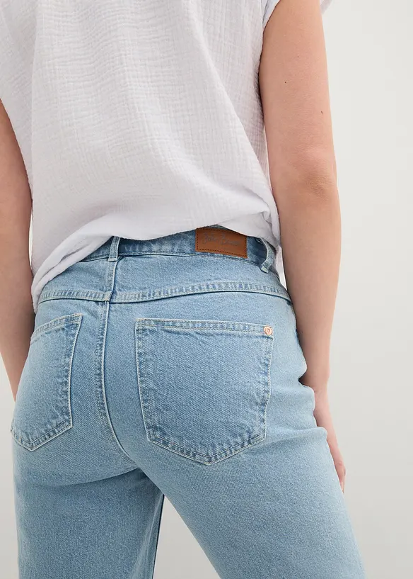 Cropped mid waist jeans, straight, bonprix