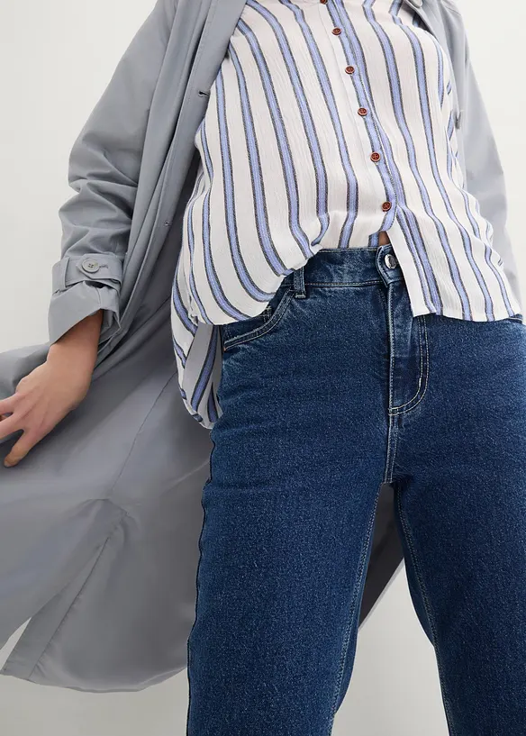 Cropped mid waist jeans, straight, bonprix