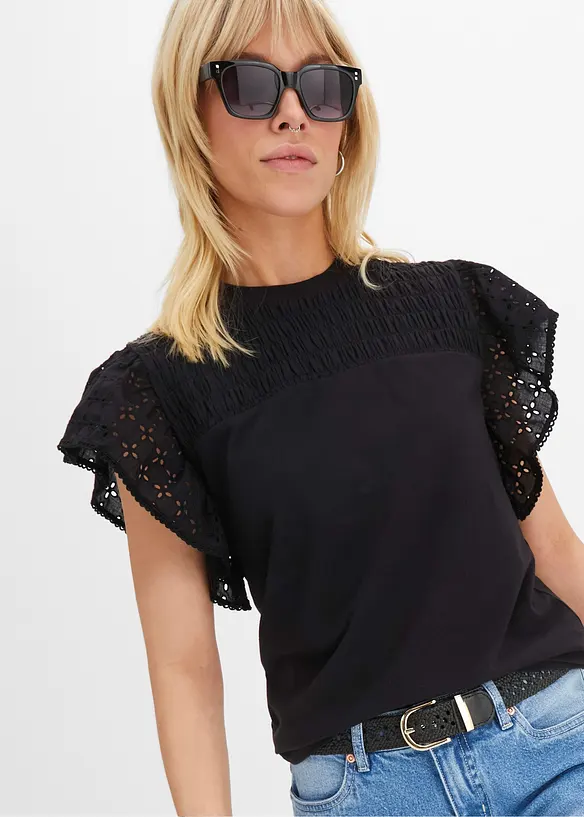 Shirt met broderie anglaise, bonprix