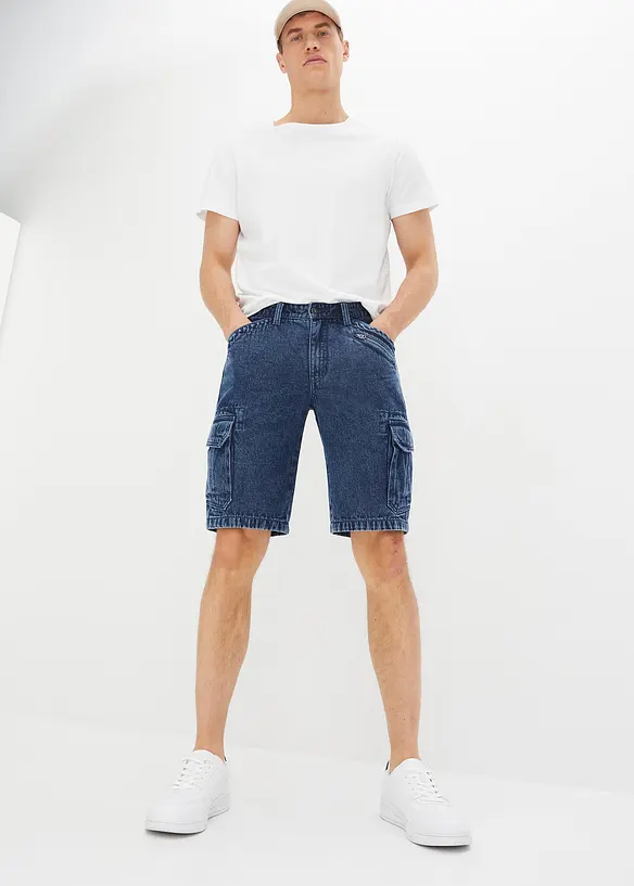 Cargo jeans bermuda van biologisch katoen, relaxed fit, bonprix