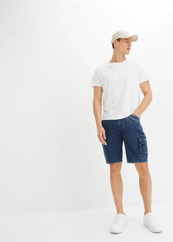 Cargo jeans bermuda van biologisch katoen, relaxed fit, bonprix