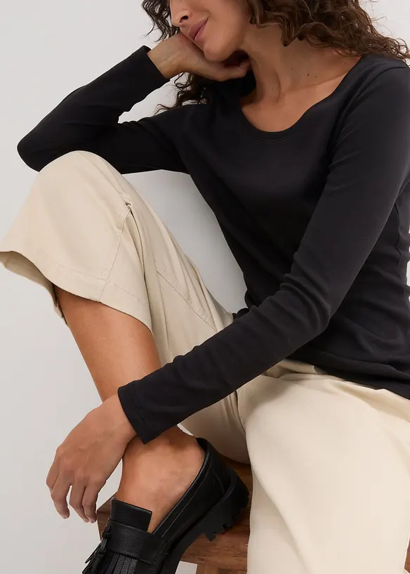 Katoenen longsleeve met ronde hals, bonprix
