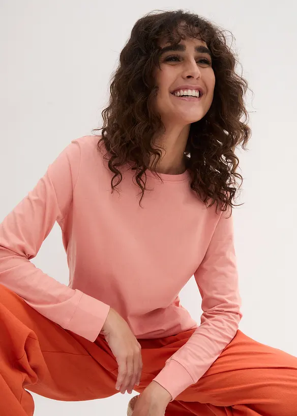 Longshirt met ronde hals, lange mouwen (set van 5), bonprix