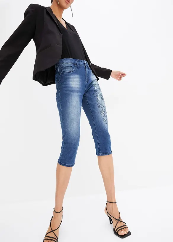 Capri jeans met vlinderprint, bonprix
