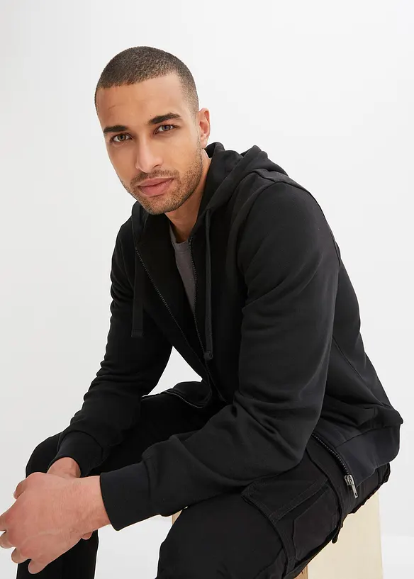 Sweater met capuchon en ritssluiting, bonprix