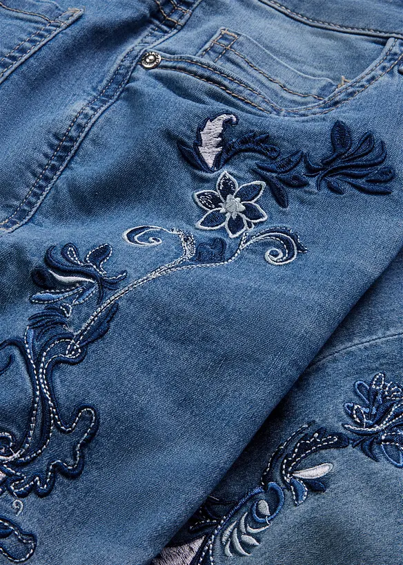 Slim fit jeans met mid waist, cropped, bonprix