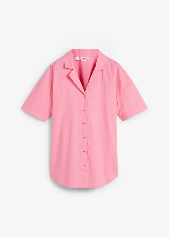 Luchtige oversized blouse van linnenmix, korte mouw, bonprix