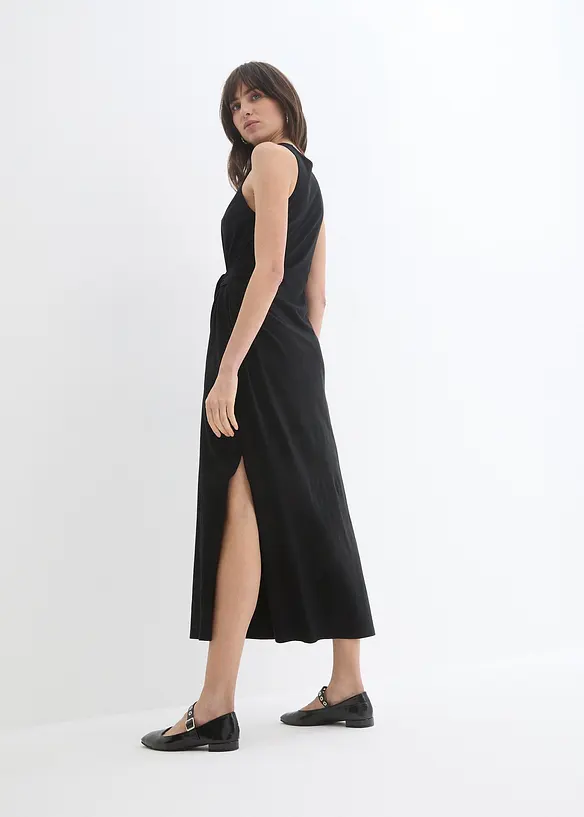 Jersey jurk met knoop, bonprix