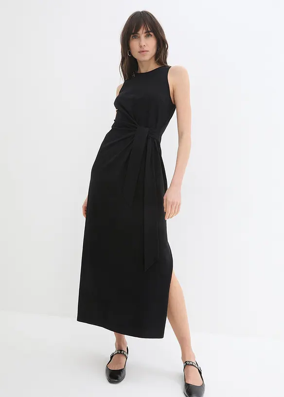 Jersey jurk met knoop, bonprix