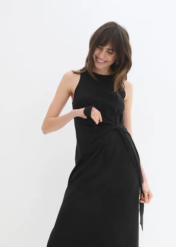 Jersey jurk met knoop, bonprix