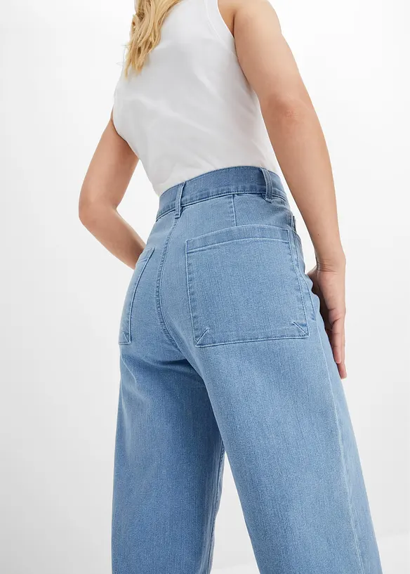 Wide leg jeans met high waist, cropped, bonprix