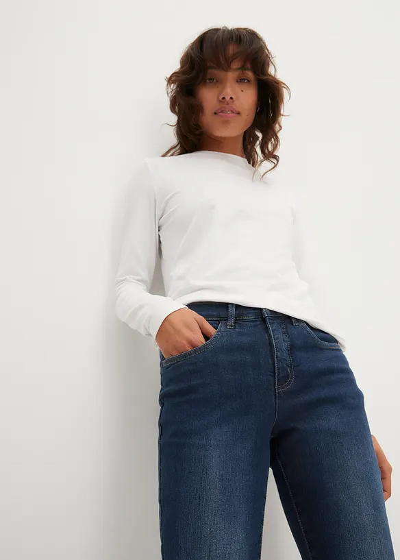 Stretch jeans mid waist, straight, bonprix