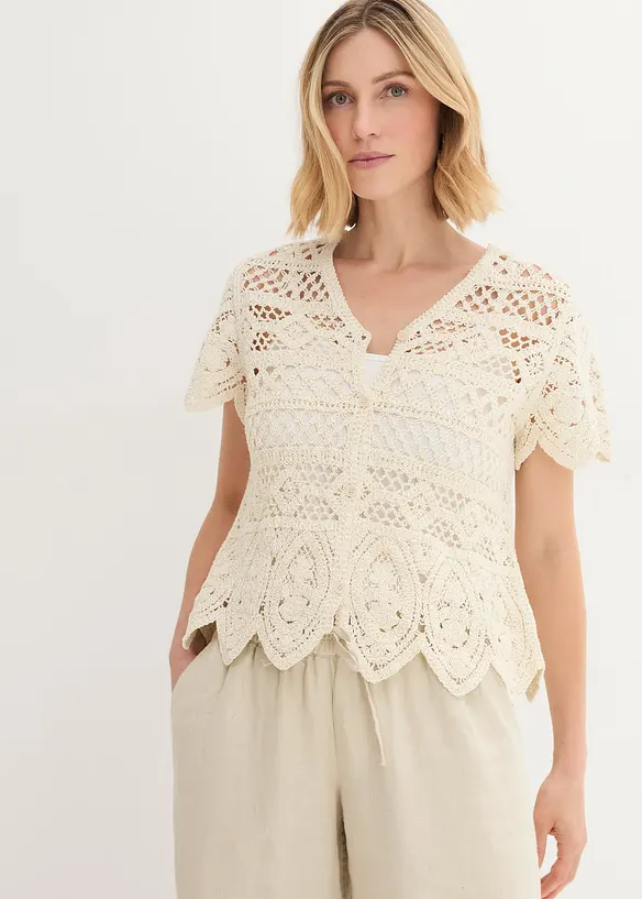 Cropped crochet vest, bonprix