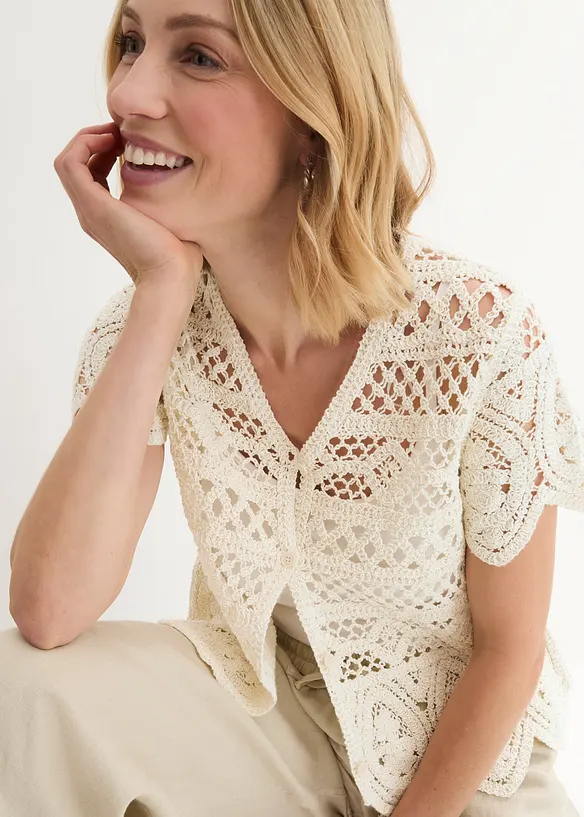 Cropped crochet vest, bonprix