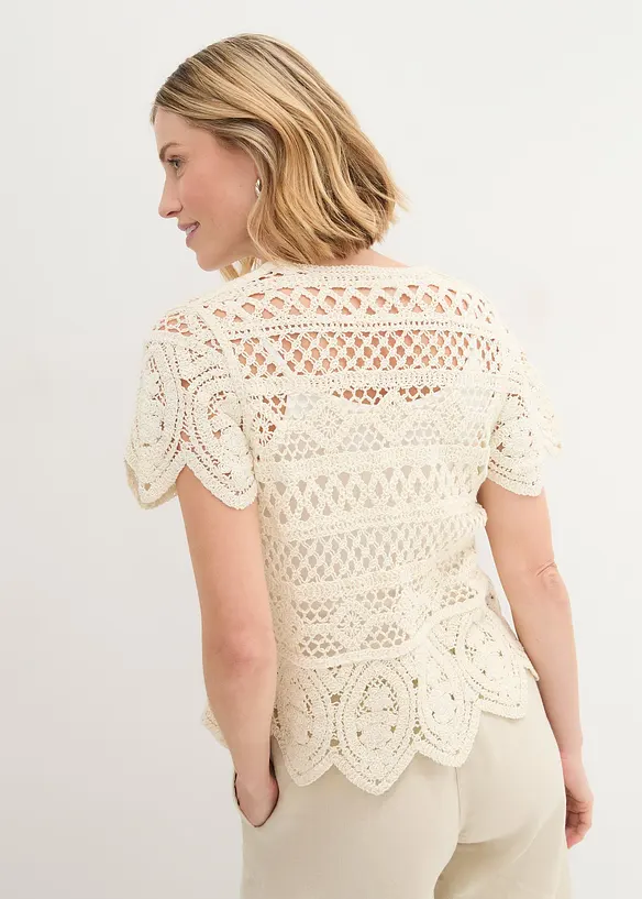 Cropped crochet vest, bonprix