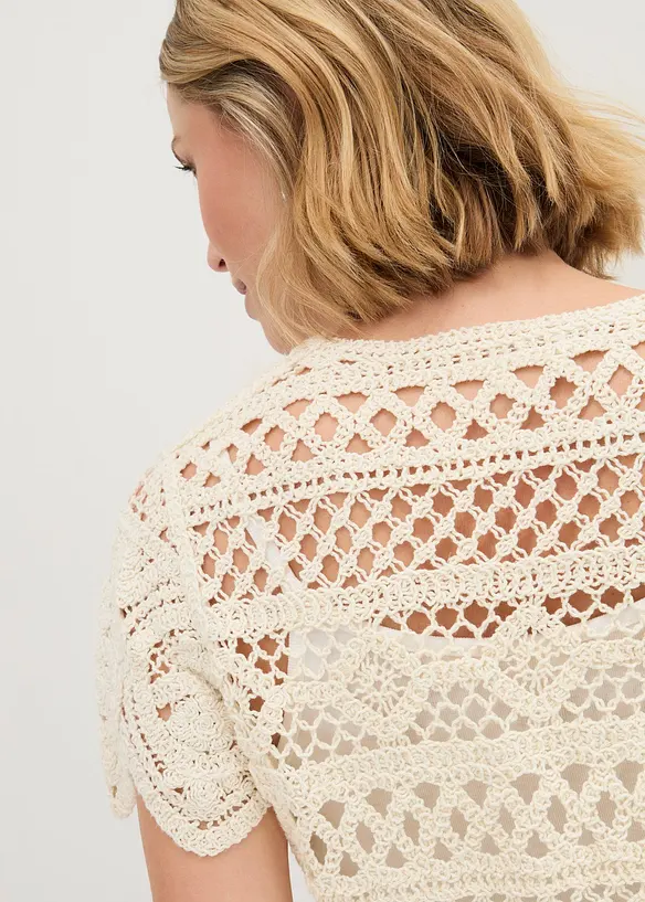 Cropped crochet vest, bonprix