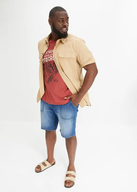 Stretch jeans bermuda, loose fit, bonprix