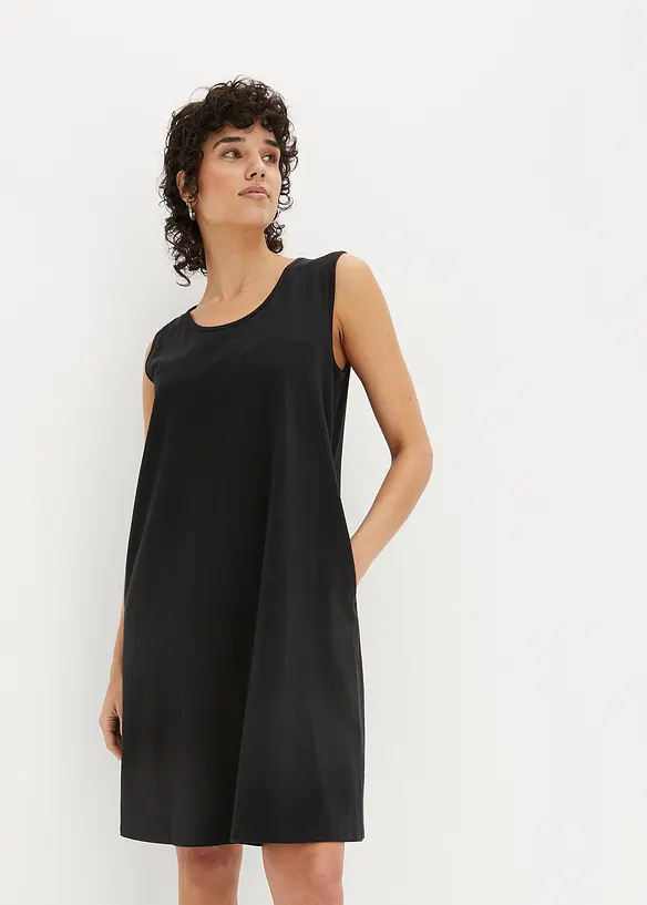 Korte jersey jurk in A-lijn, mouwloos, bonprix