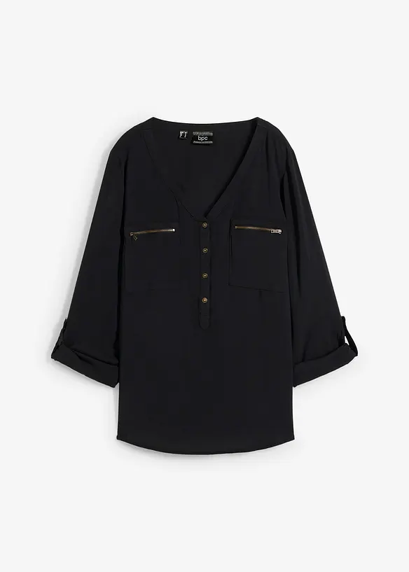 Viscose blouse met V-hals, lange mouw, bonprix