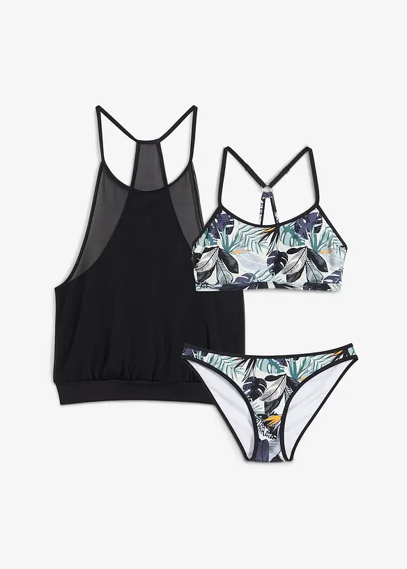Oversized tankini met bralette top (3-dlg. set), bonprix