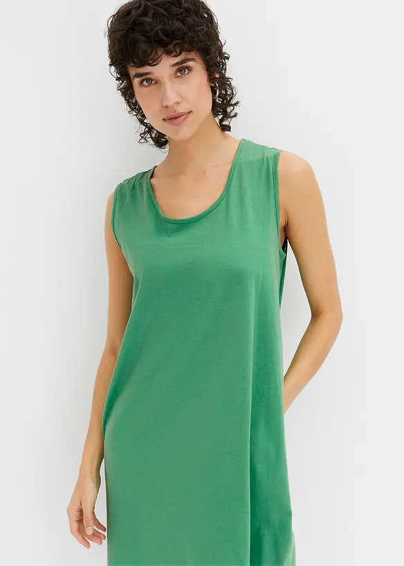Korte jersey jurk in A-lijn, mouwloos, bonprix