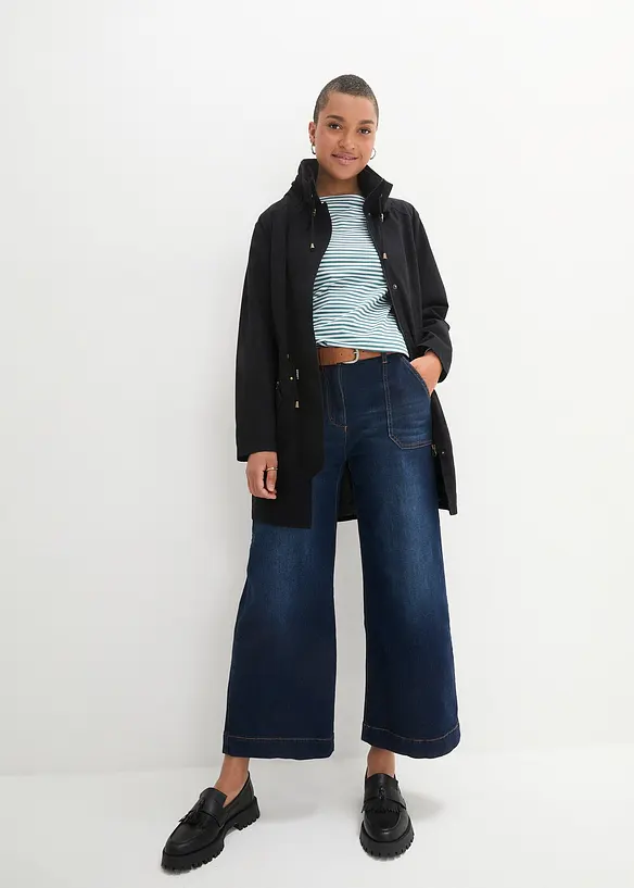 Korte katoenen parka met opstaande kraag, getailleerd, bonprix