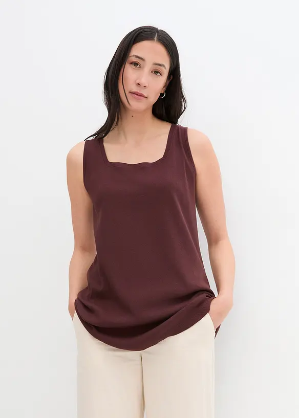 Longtop van katoen met carréhals, bonprix