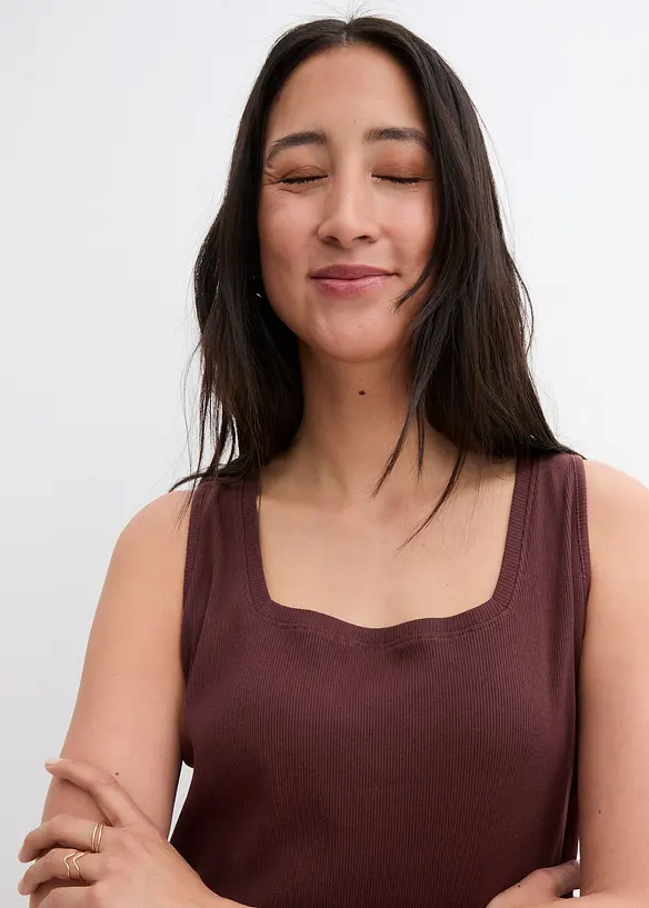 Longtop van katoen met carréhals, bonprix