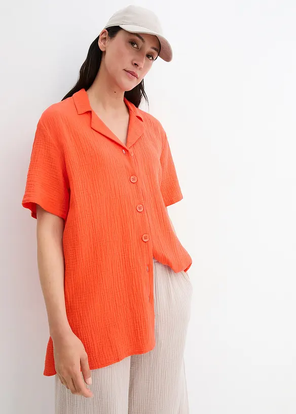 Lange mousseline overhemdblouse, bonprix