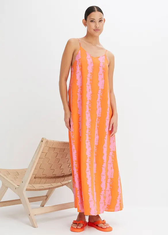 Maxi jurk met spaghettibandjes van soepele viscose, bonprix